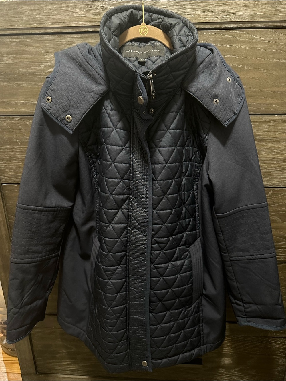 Women’s Quilted Navy Hybrid Puffer Jacket